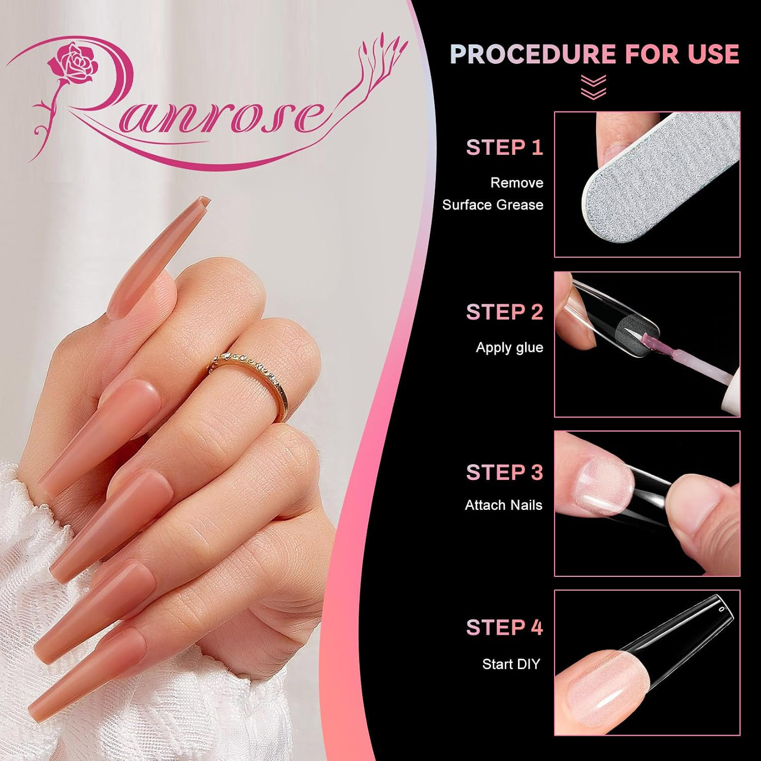 240Pcs Nails Tips Coffin: XXL Super Long Half Matte False Nails 12