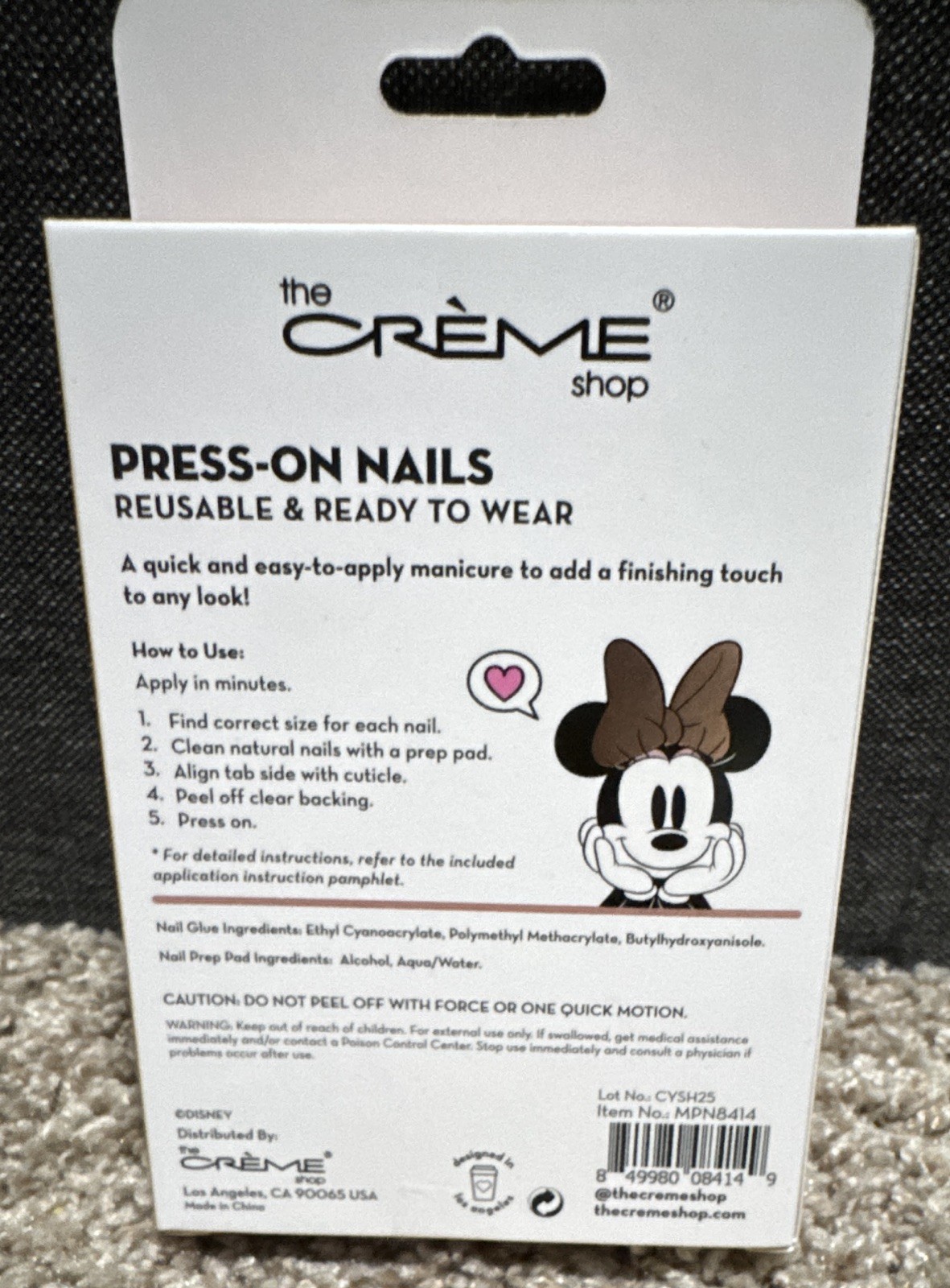 the Crème shop Disney Minnie Mouse Gel Press-On Nails Medium Almond, Glue+File