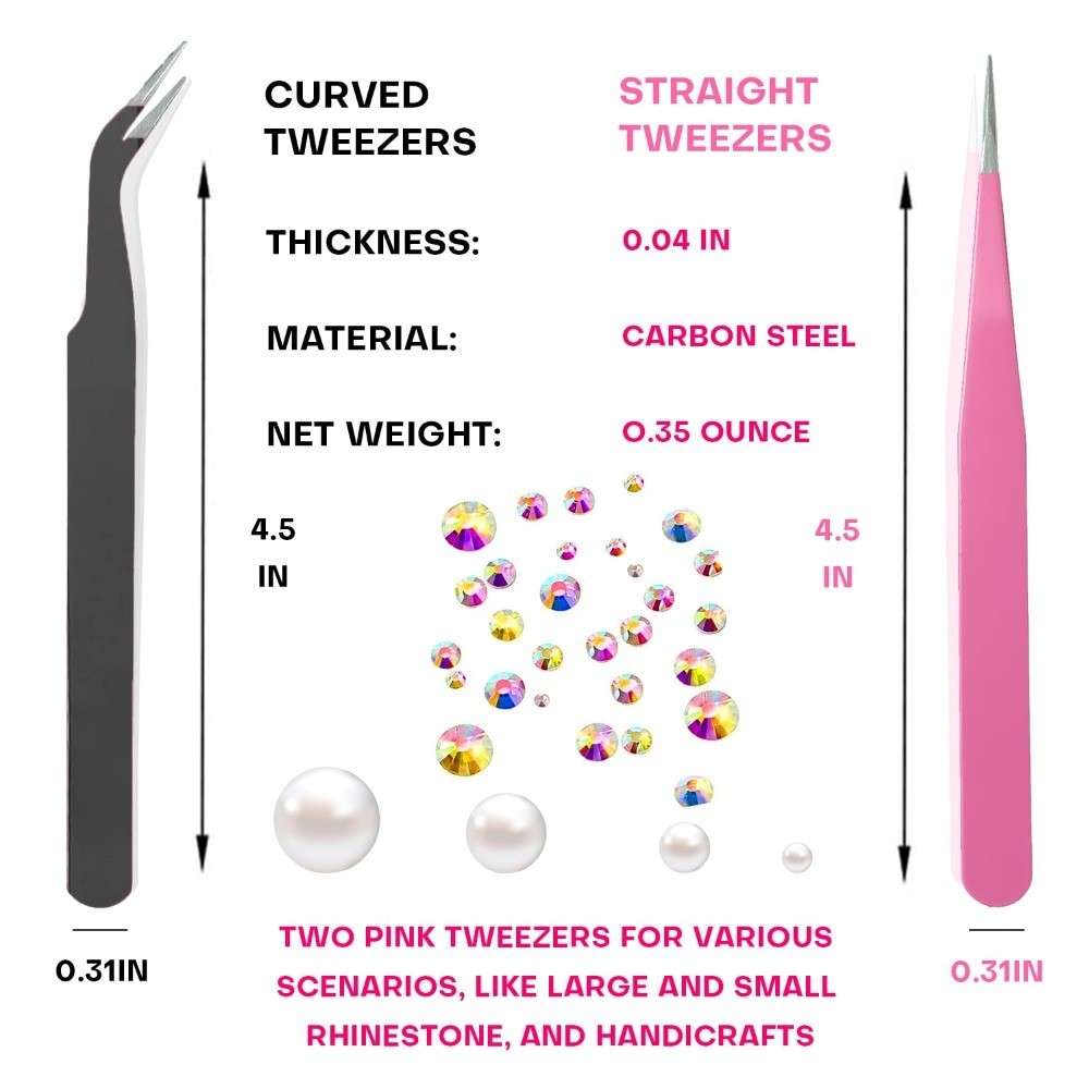 Rhinestone Picker Tool Set with Head Wax Pens Curved Straight Tweezers and