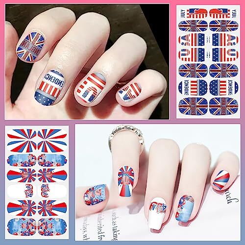 8 Sheets 4th of July Independence Day Nail Wraps Nail Independence Day-1