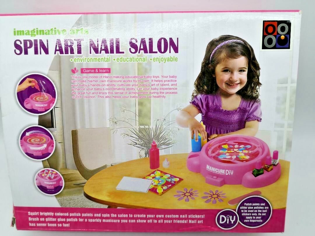 SPIN NAIL ART SALON TOOLS MANICURE GLITTER DIY Girl Teen KIDS FUN POLISH US