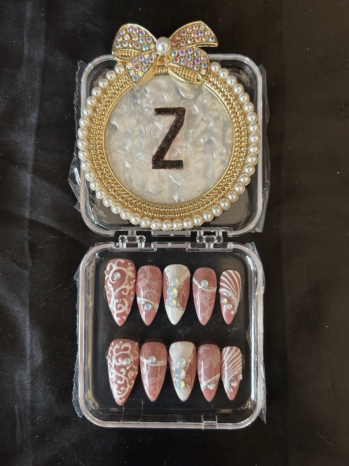 Z NAILZ! Handmade M Stiletto Wedding Press On Nails.