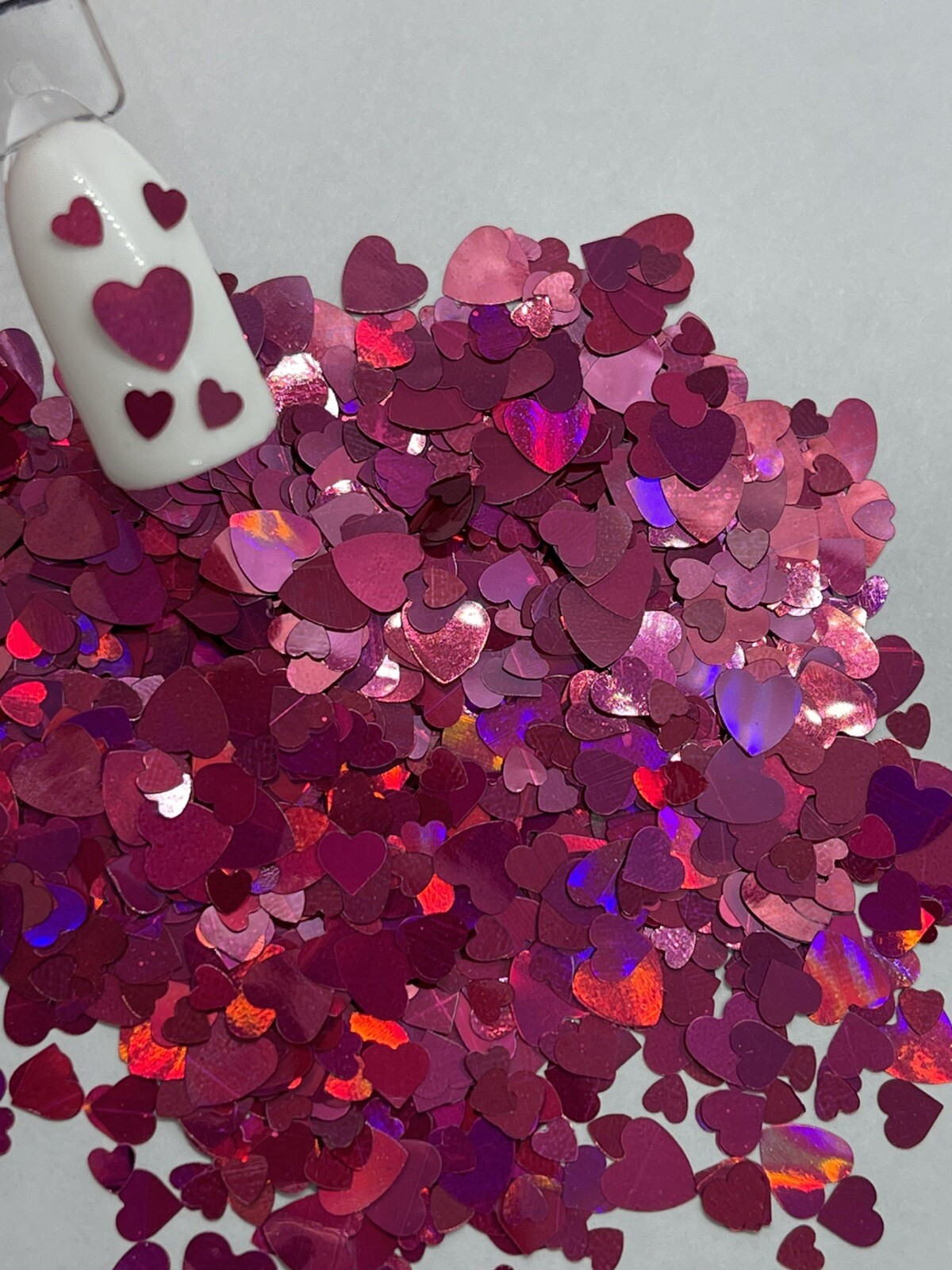 Valentine’s Dark Pink Hearts 2 sizes Nail Glitter | 1 TSP | Nail Art & Acrylic