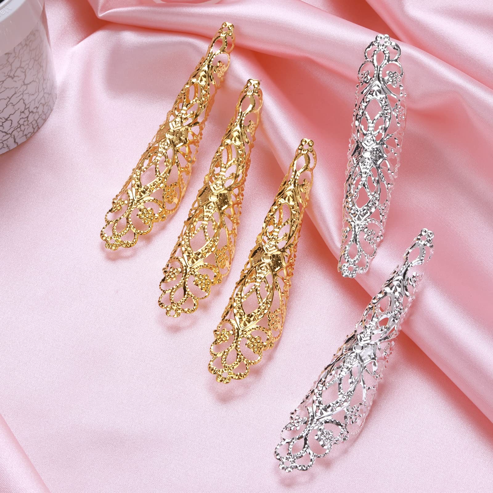 20 Pack Finger Nail Claw Rings Ancient 8cm/3.15in*2cm 0.79in, Gold and Silver