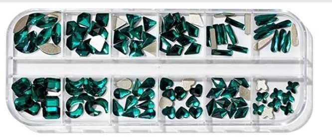 120 Pc. Emerald Green Luxury Nail Art Rhinestones Kit for Acrylic Nails