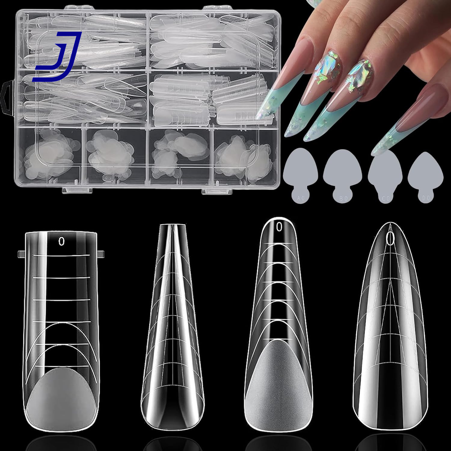 Nail Dual Forms for French Nails, Dual Nail Forms Molds Acrylic Nail Tips 288PCS