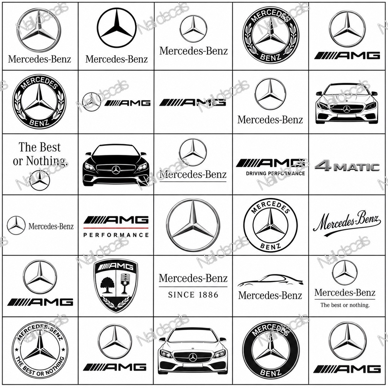 Mercedes Benz Nail Decals Clear Waterslide Transfer Set of 50 +instructions