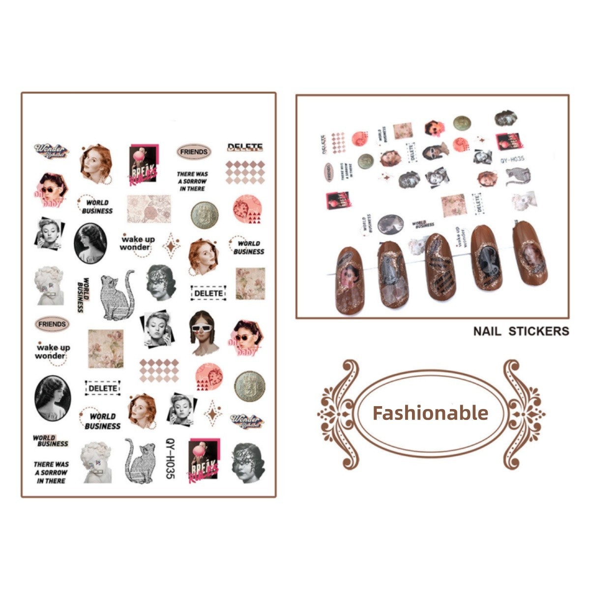 Graffiti Fun Nail Art Stickers Self-Adhesive Minimalist Design Nail Decorations