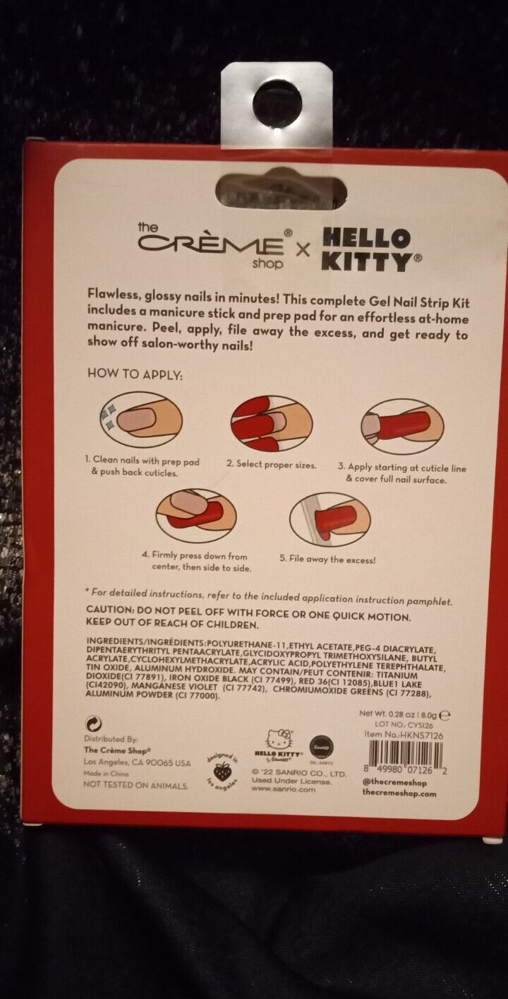 Sanrio The Créme Shop HELLO KITTY CLASSIC CUTIE Red & White Gel Nail Strips❤️