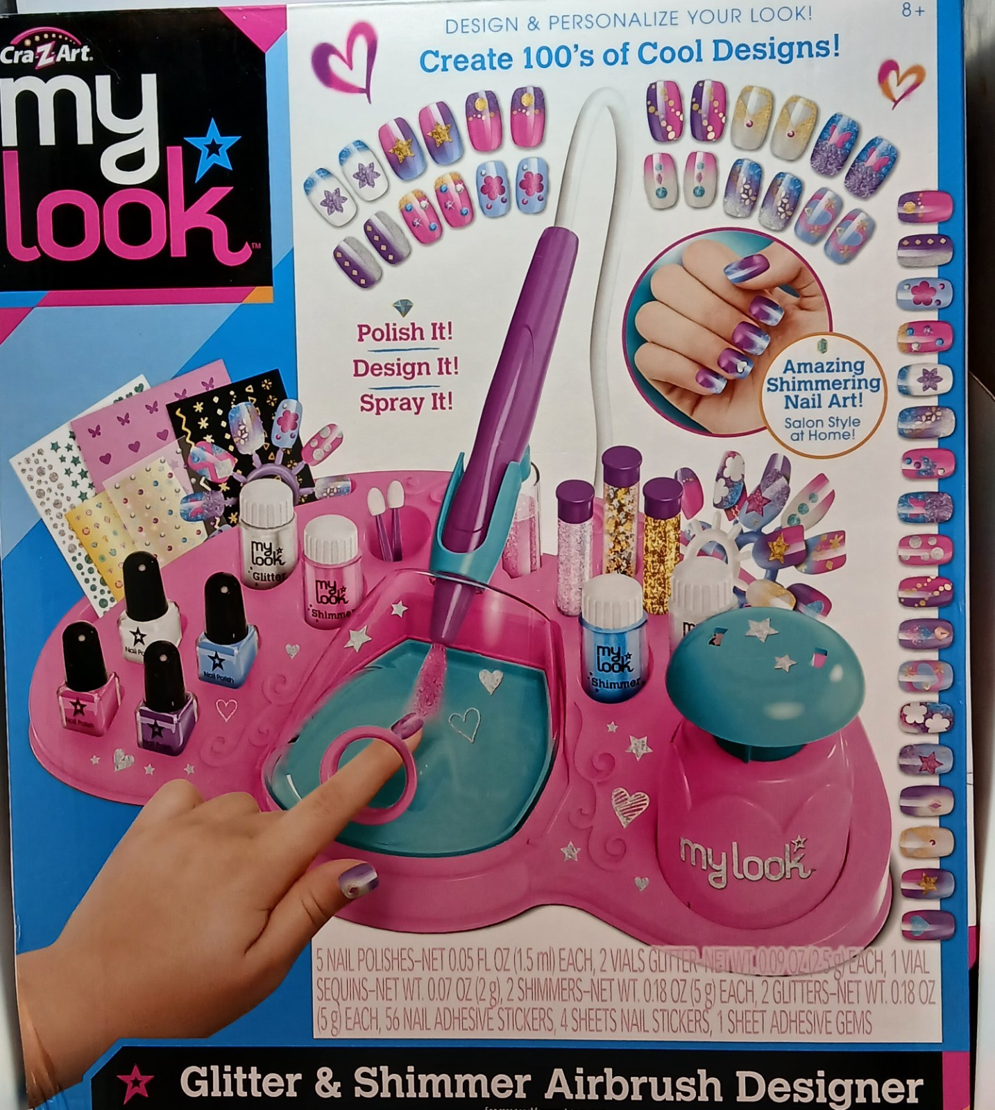 Crazart Glitter & Shimmer Designer Nail Art Kit All in One Airbrush Nail Studio