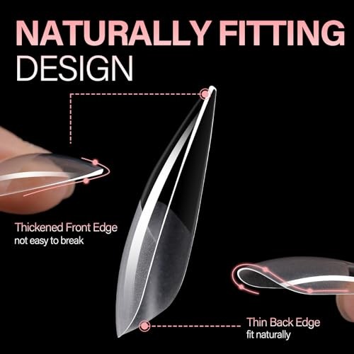 Nail Tips Full Cover Clear Gelly Nails Tips Half Matte Acrylic Long Almond