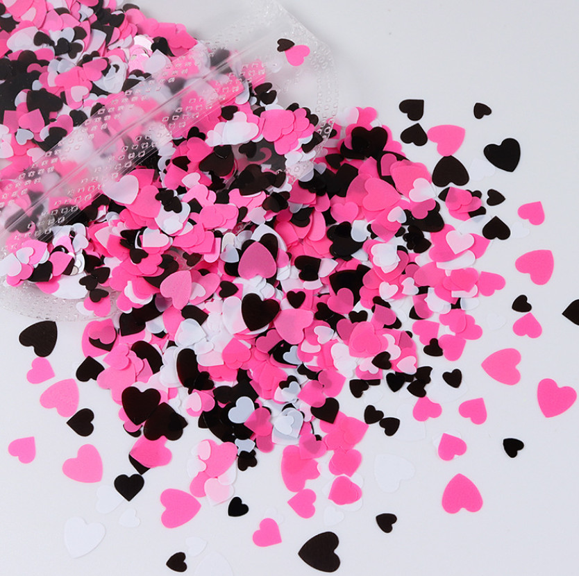 Black Pink Rabbit Butterfly Love Hearts DIY Sequins UV Nail Art Glitter Flakes