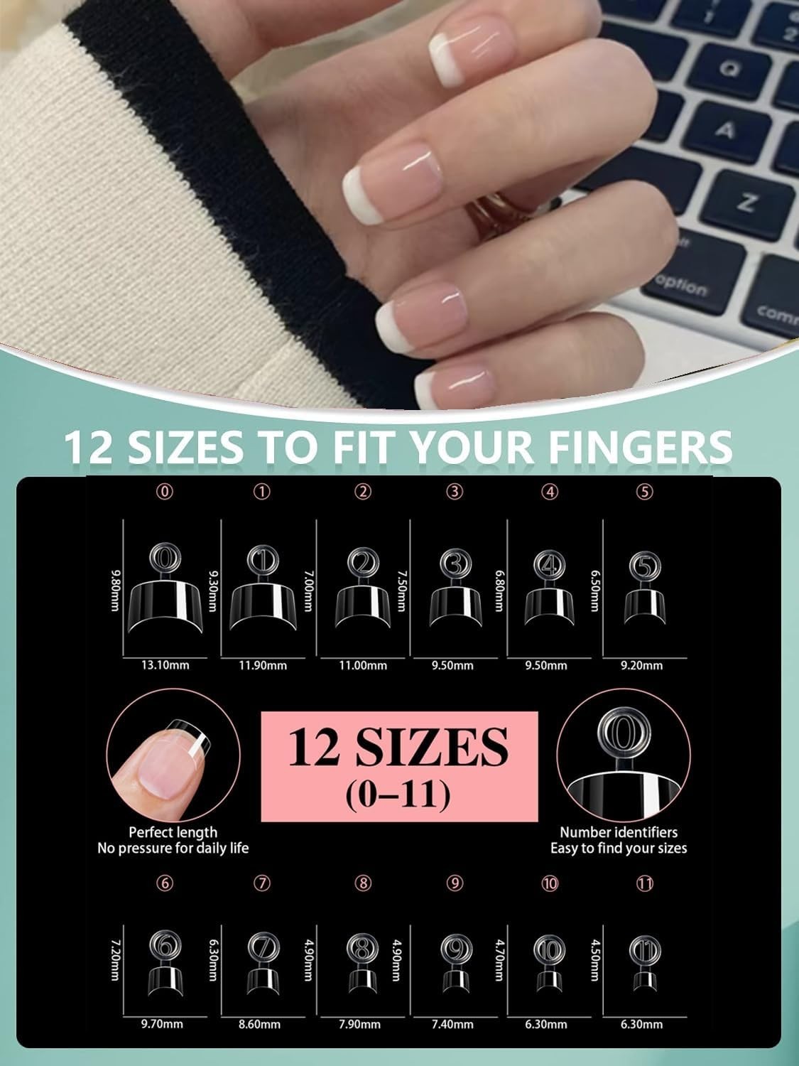 480Pcs Extra Short Half Cover Almond & Tapered Square Nail Tips | Gel x Clear…