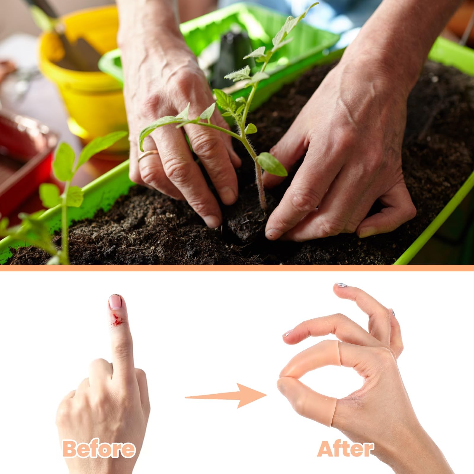 10 Pcs Silicone Finger Protectors, Gel Support Cots Sleeves Finger Covers Thu…