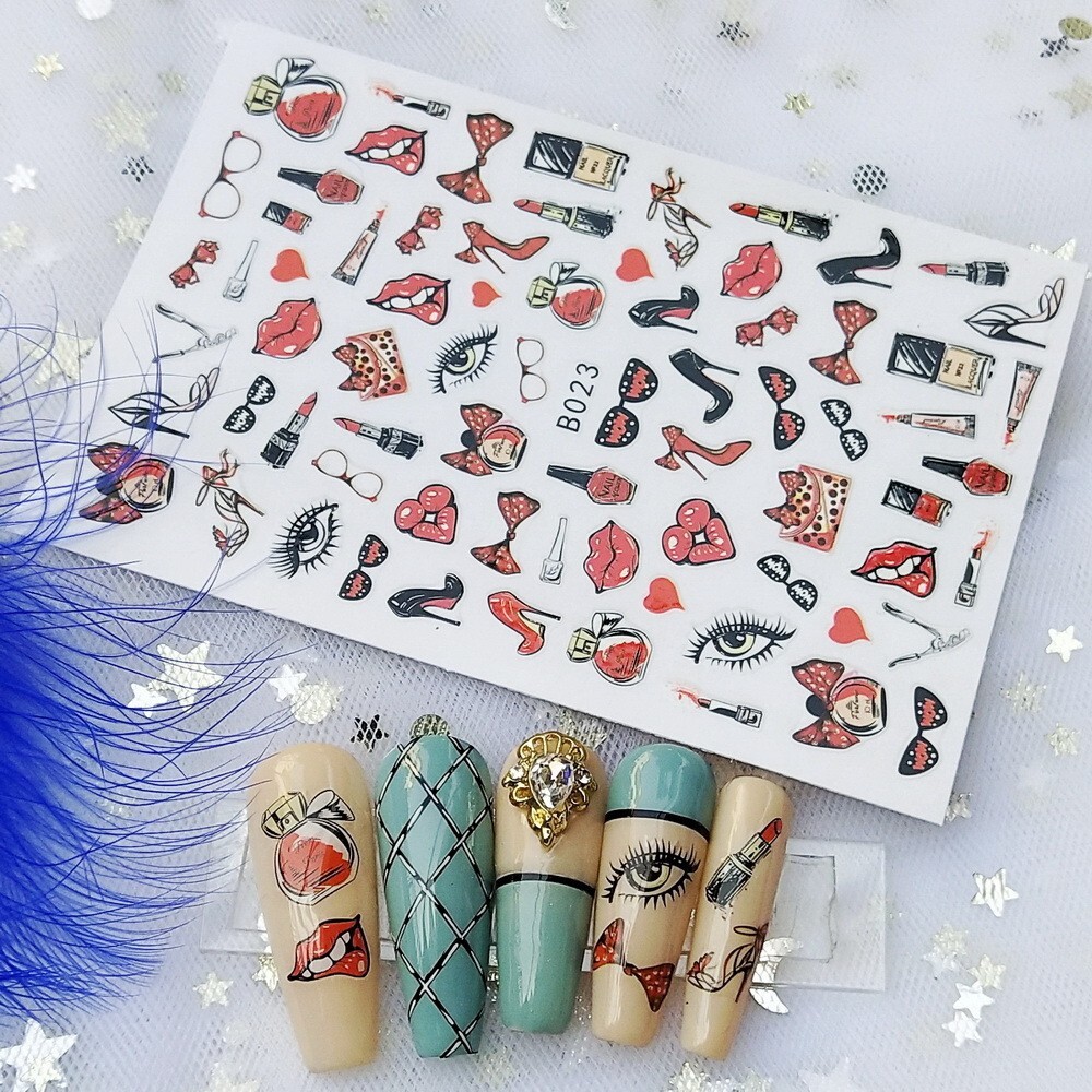 12 Sheets Valentines Nail Decoration Heart Love Self-Adhesive Slider Letters NH4