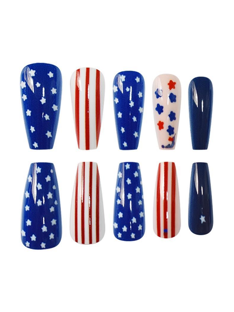 Sweet Star Stripe Ballet Press On Nails 4th of July Wholesale