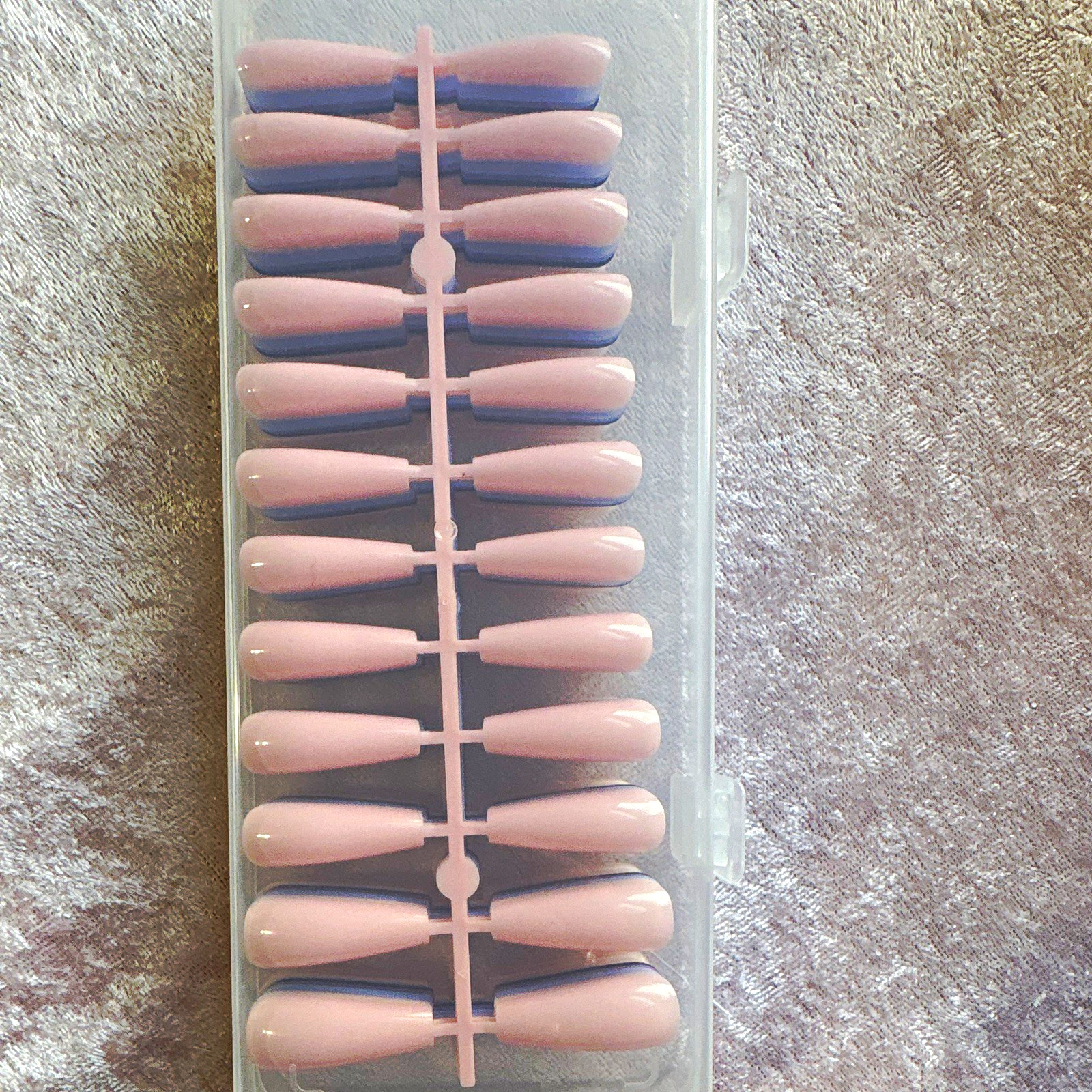 Pink Glossy Long Coffin Full Cover Nail Tips Set, Full Cover Nail Tips