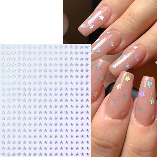 6 Sheets Star Nail Stickers 3D Self-Adhesive Celestial Nail five pointed star
