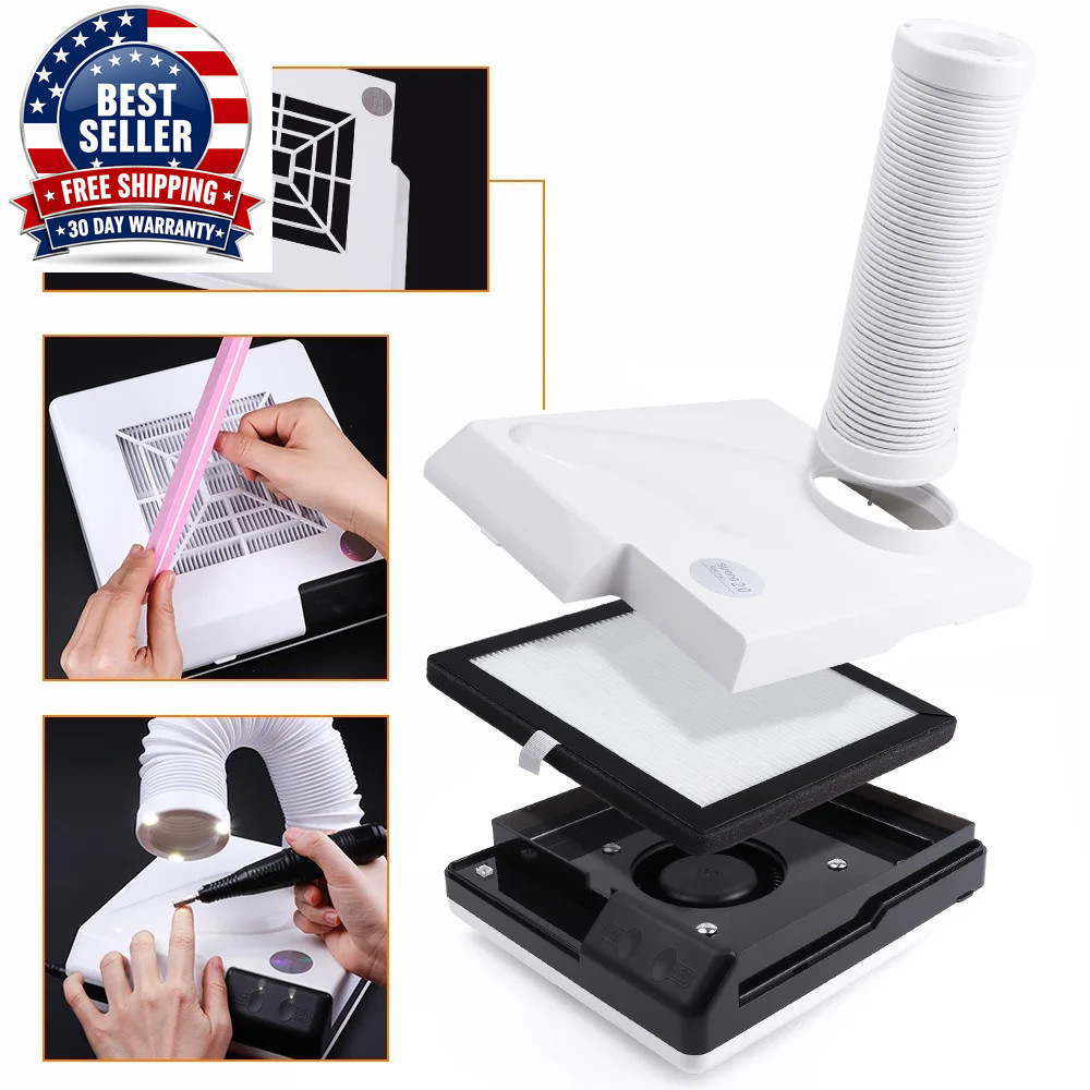 60W Double Use Nail Dust Collector Retractable Elbow Design Nail Dust Extractor