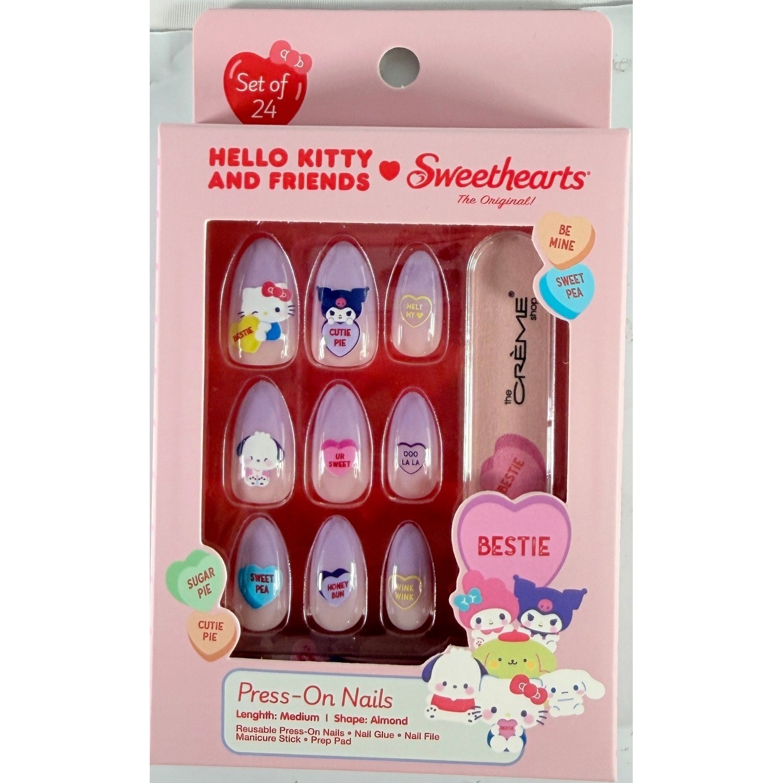 Hello Kitty and Friends Sweethearts Press-On Nails Reusable Medium Almond Set