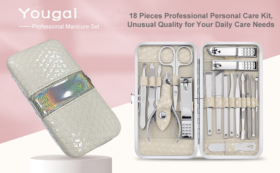 Nail Clippers Set – 18 Pcs Professional Manicure Pedicure Kit for Men Women,