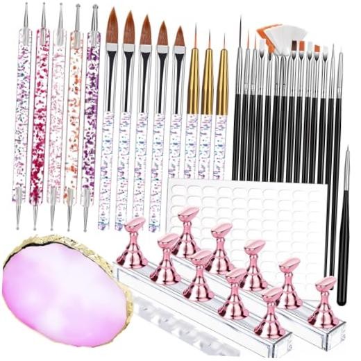 Nail Art Tools Set, 23 Pcs Nail Art Brushes, 5 Pcs Nail Dotting Tool, 2 Set