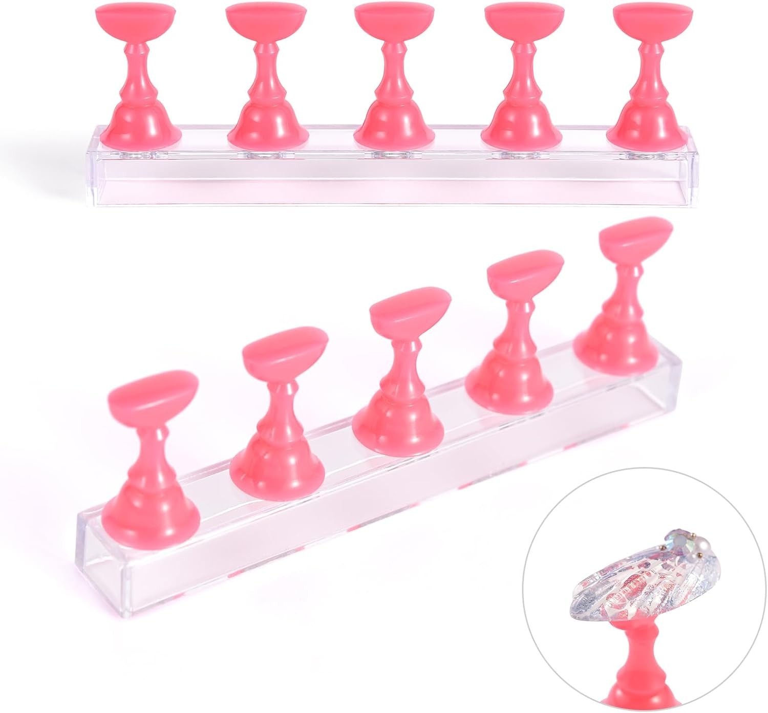 Elegant 2 Sets Nail Art Stand with Magnetic Design for Press-On Nails Practice