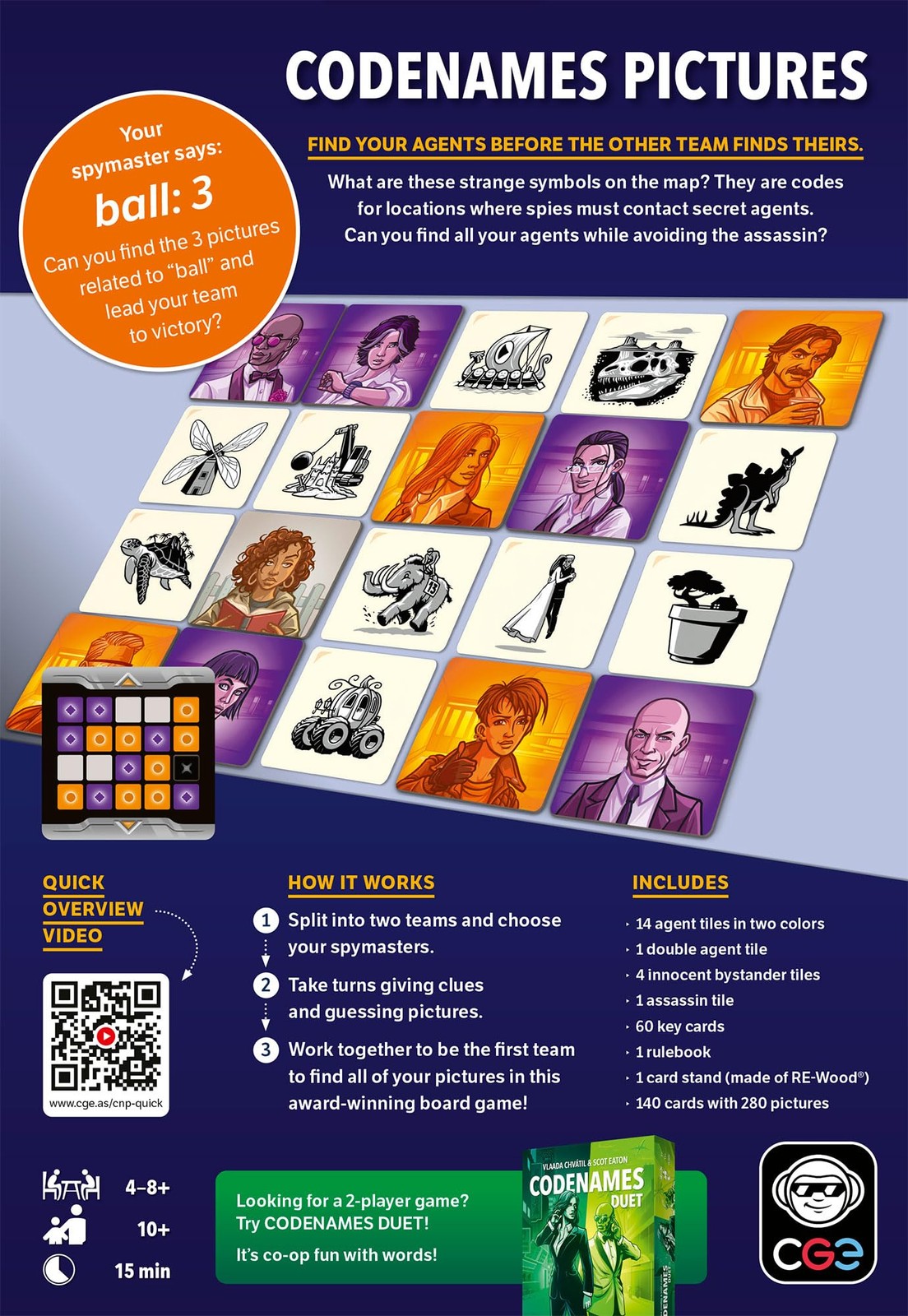 CGE Codenames: Pictures Board Game (2nd 9 inches x 6.5 inches, Multicolor