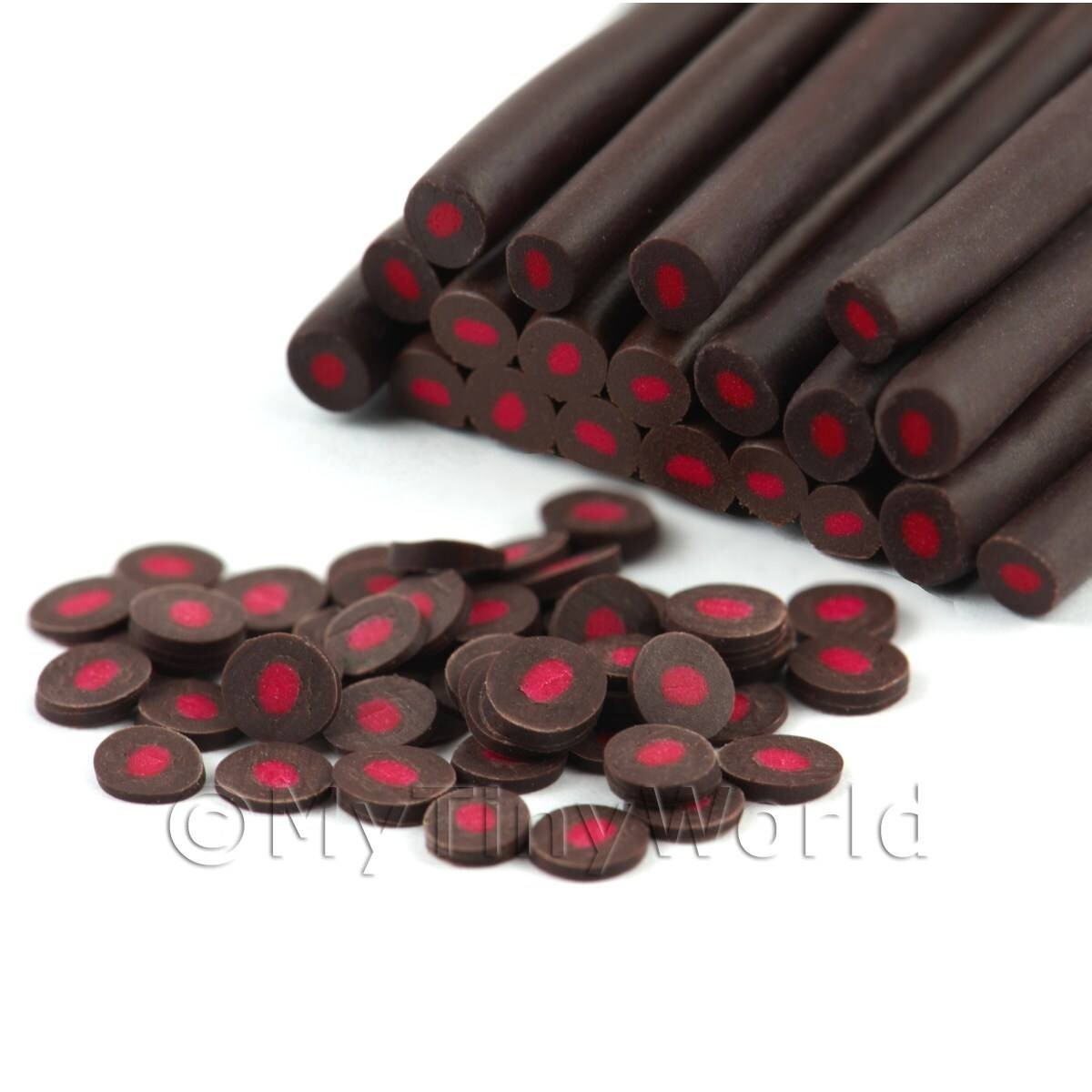 2 x Handmade Dark Chocolate Truffle with Strawberry Centre Nail Art Cane