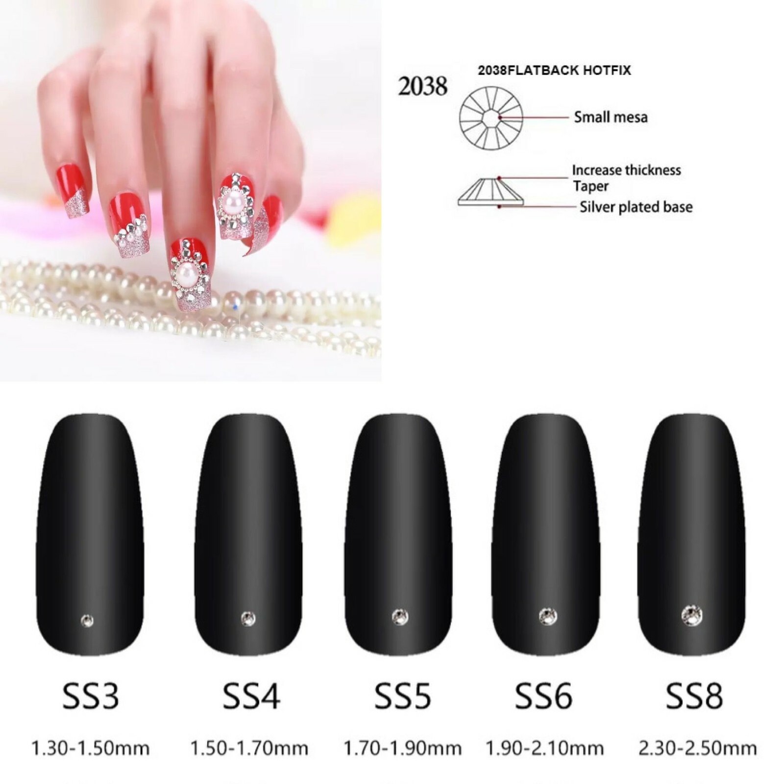 Nail Mini Crystal Rhinestones Clear Flat Back Hotfix Stones DIY Decoration 1mm