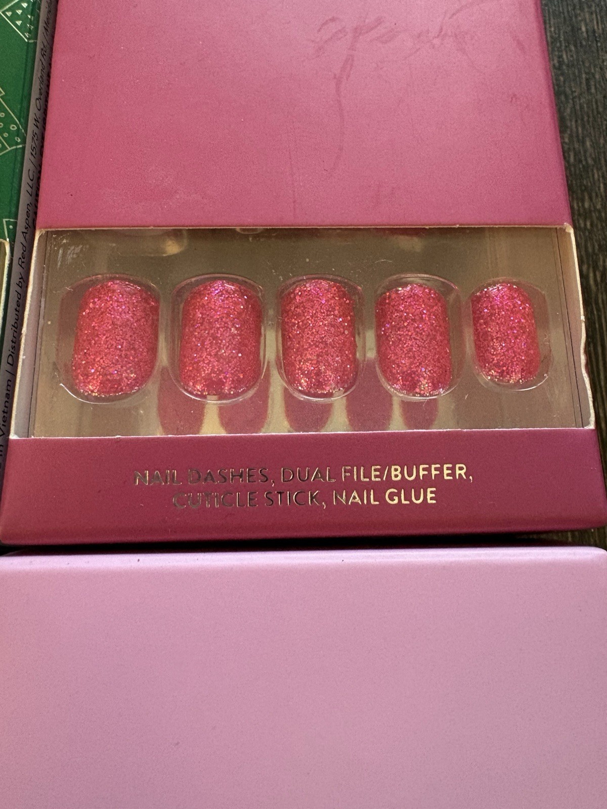 Lot of 4 NIB Red Aspen Nail Dashes Press On Nails Manicure Pink Purple Glitter