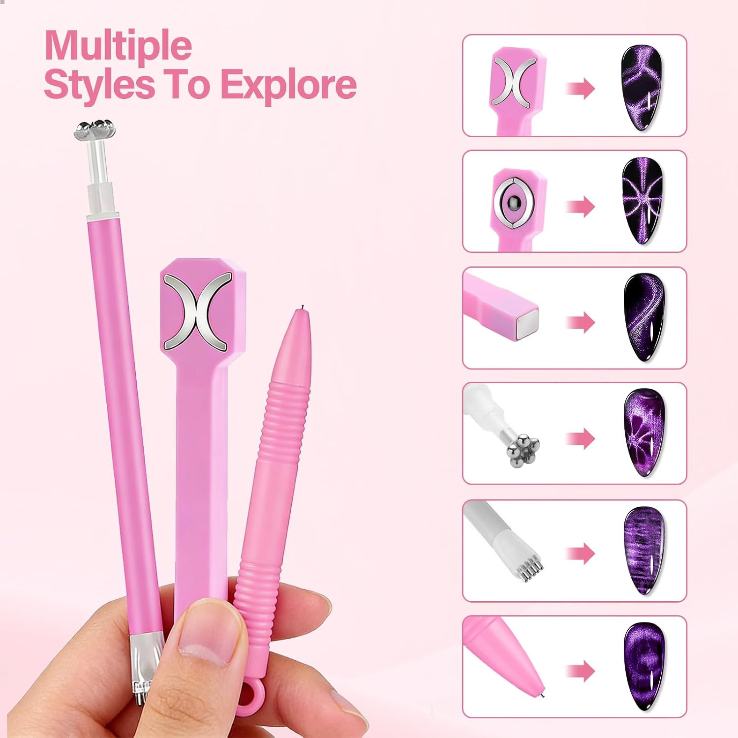 Cateye Magnet Set for Nails 5D Automatic U-Shaped Nail Magnet Tool | 3 in 1 Magn