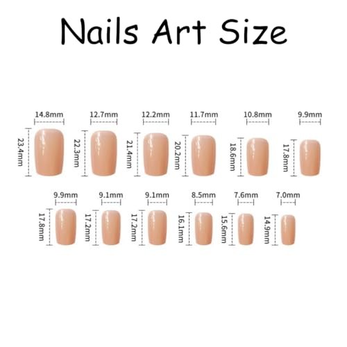 24Pcs Short Square Press on Nails – Nude Pink Gradient Glitter Fake Style24