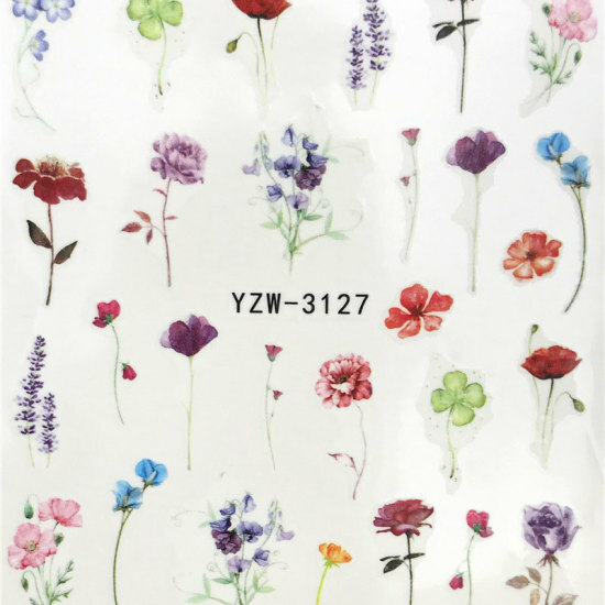 Multicolor Flower PVC Nail Art Decoration Stickers #858-3127