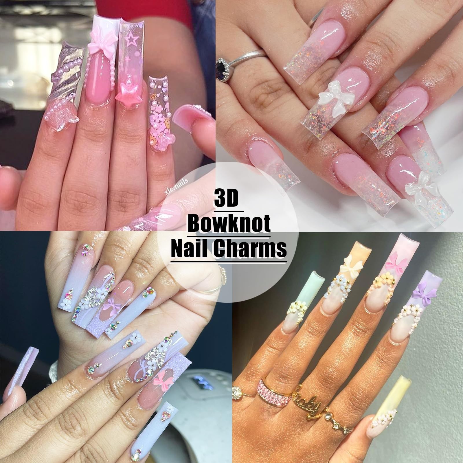 200PCS 3D Bow Nail Charms Colorful Resin Flatback Bowknots for Nail Art NEW