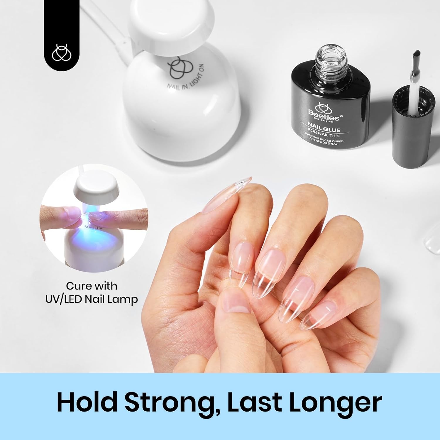 Beetles 9 in 1 Nail Glue Gel for Nail Tips and Clear Acrylic Nails Long Lasting,