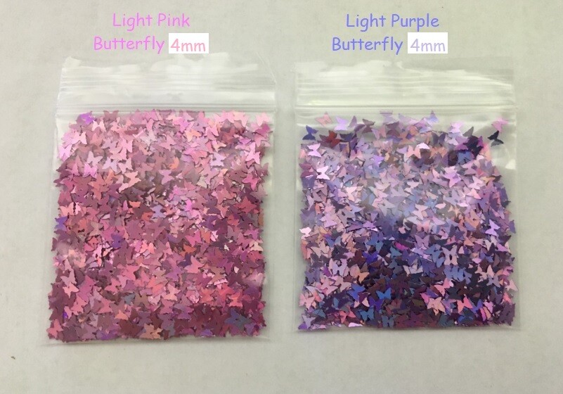Butterfly Shape (Light PURPLE) 4mm Glitter 1Tbsp-4Nail Art Face Craft-US Seller