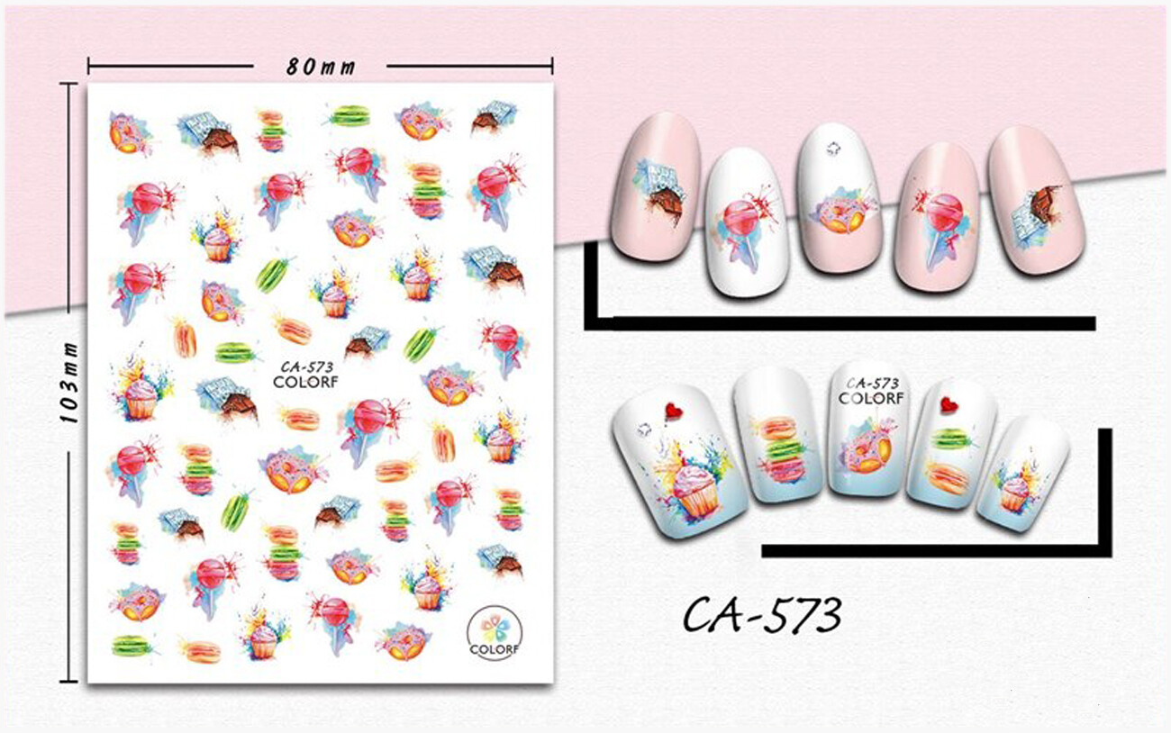 Nail art 3D stickers decal cake macaron lollipop donut chocolate muffin CA573