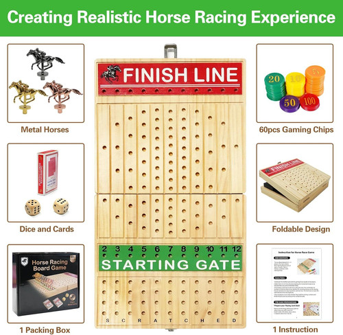 FUNNYB&G 21 inches Horse Race Board Game Foldable Large Large, Log