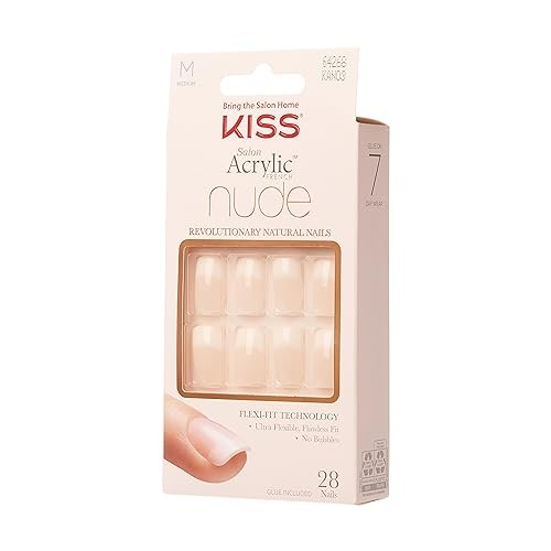 KISS Salon Acrylic French Nude Natural Nails, Medium Length, Ultra-Smooth