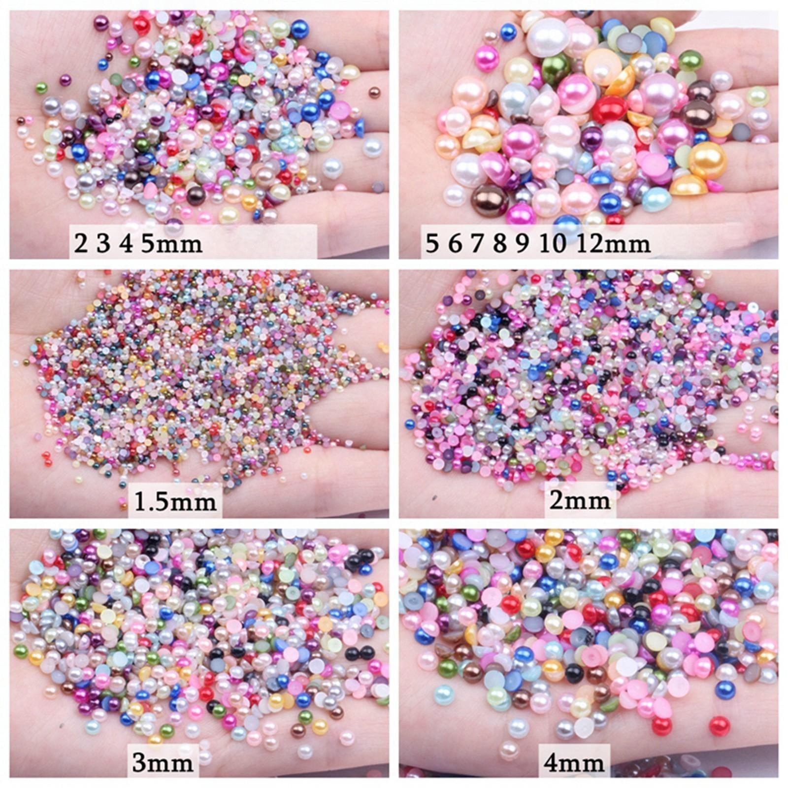 10,000 pcs Acrylic Tiny Half Pearl Flatback Round Bead 1.5mm -4mm Nail Art Tips