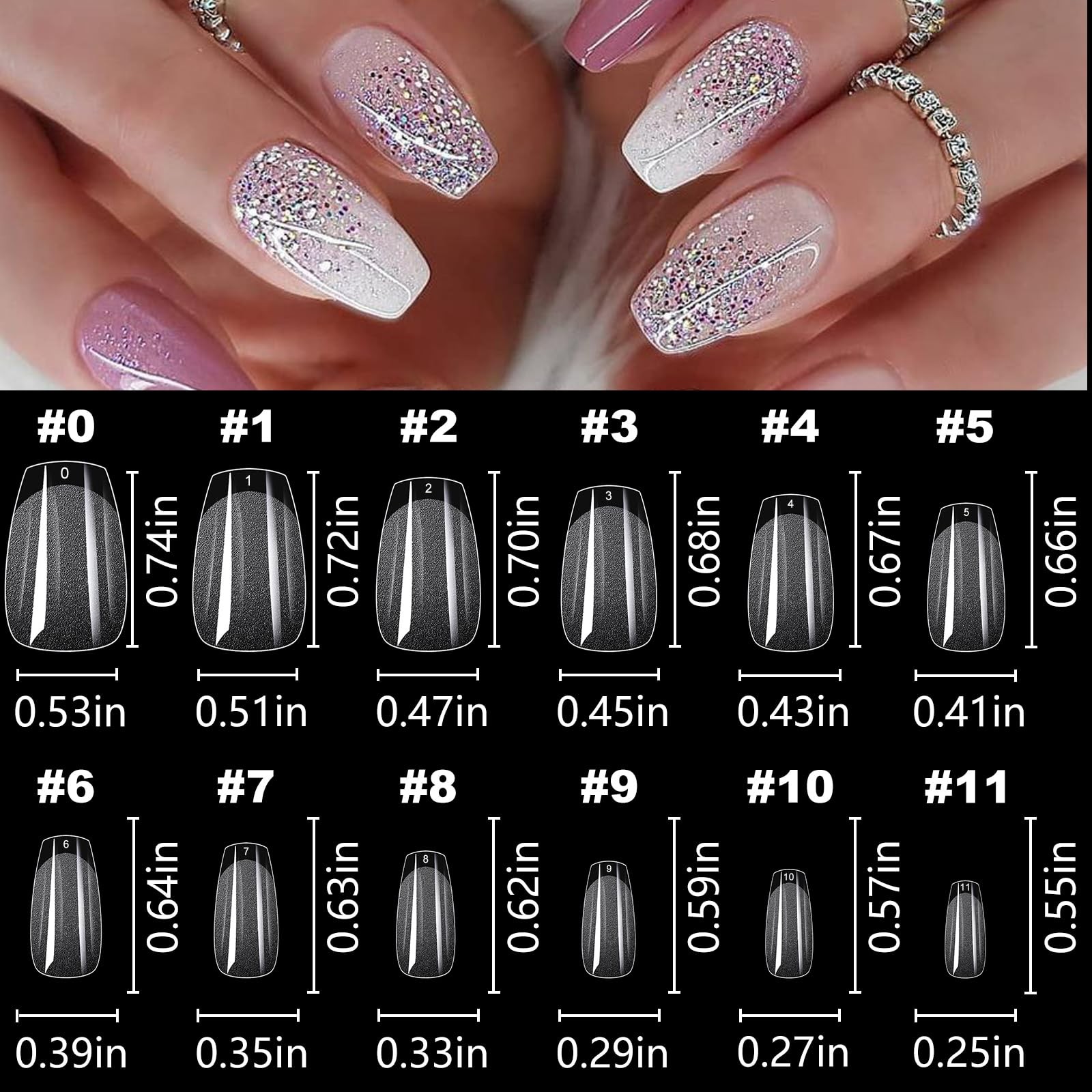 LoveOurHome 600pc Extra Short Coffin Fake Nail Soft Gel 600 Piece Assortment