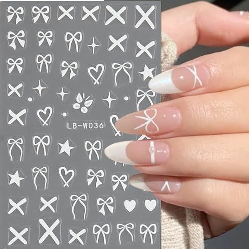 Heart Bows Nail Art Stickers Valentine’s Day Nail Supplies 3D Self Christmas 5