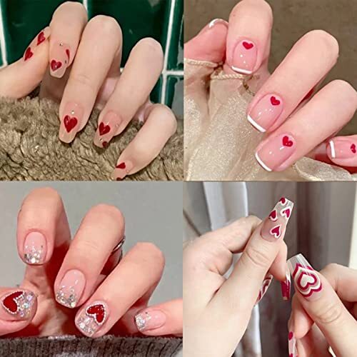 6 Sheets Heart Nail Art Stickers, Valentine’s Day Nail Decals 3D Self Design 20