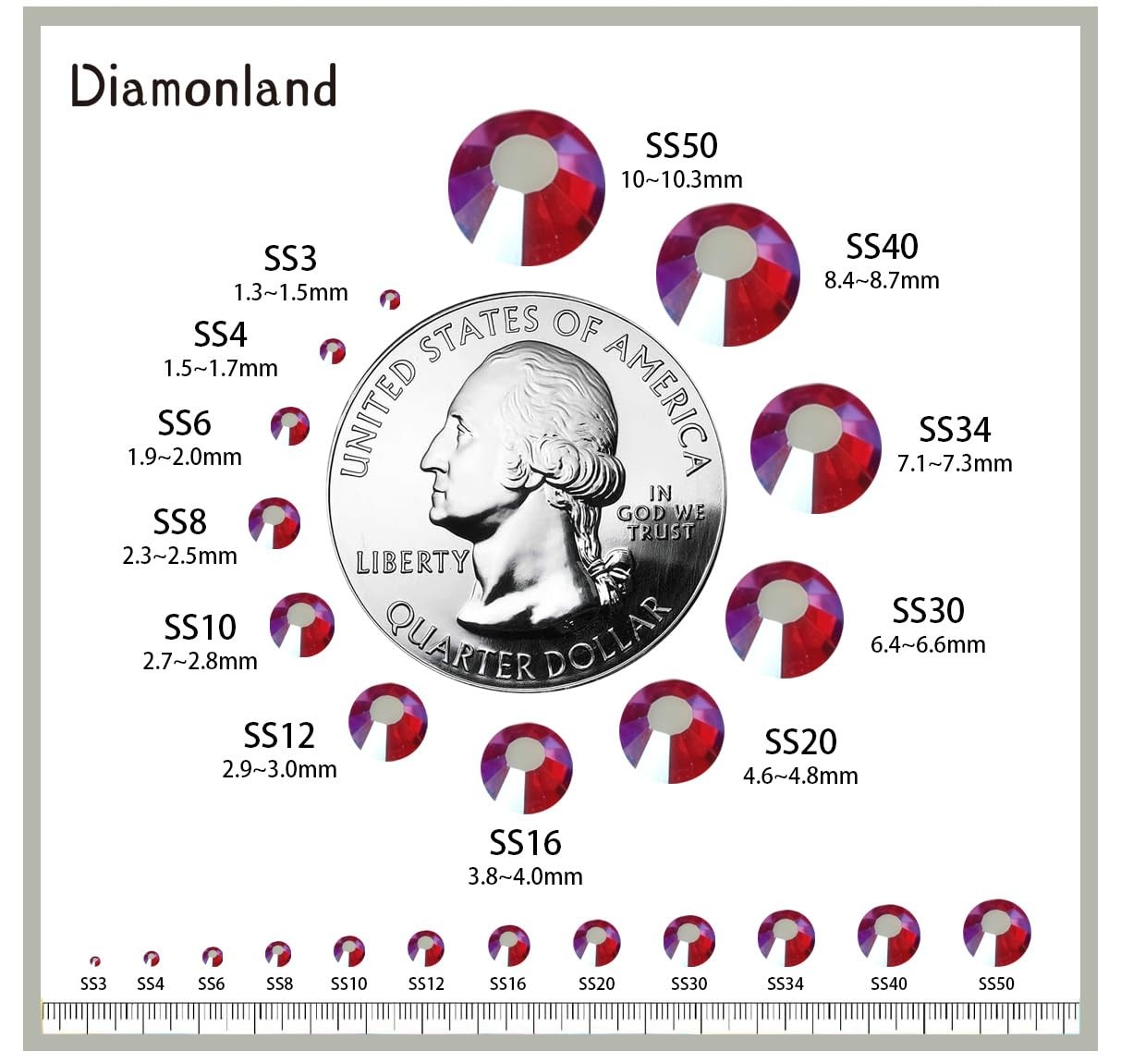 Diamonland Flatback Glass Crystal Rhinestones Rounds Gems for Bedazzling Nail…