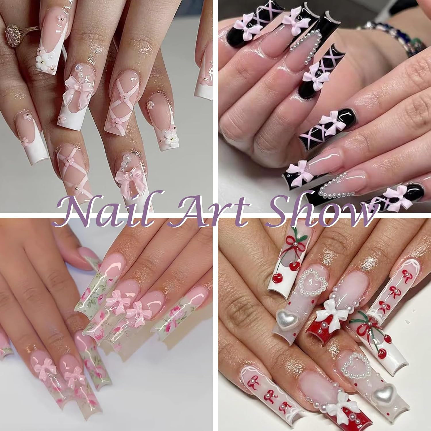 Silicone Nail Art Molds – 4Pcs Bowknot & Ribbon Lace Designs for DIY Manicure