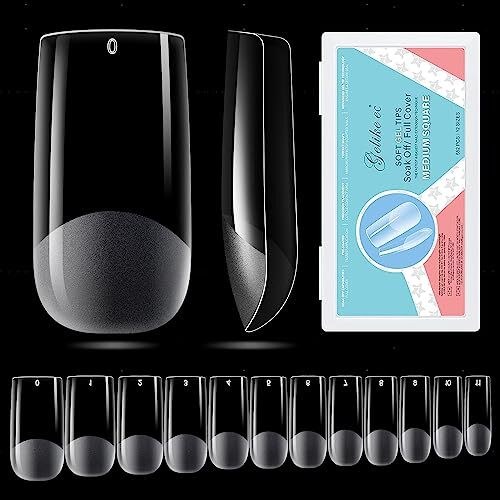 Soft Gel Full Cover Nail Tips Kit for Soak Off Nail B6- Medium Square