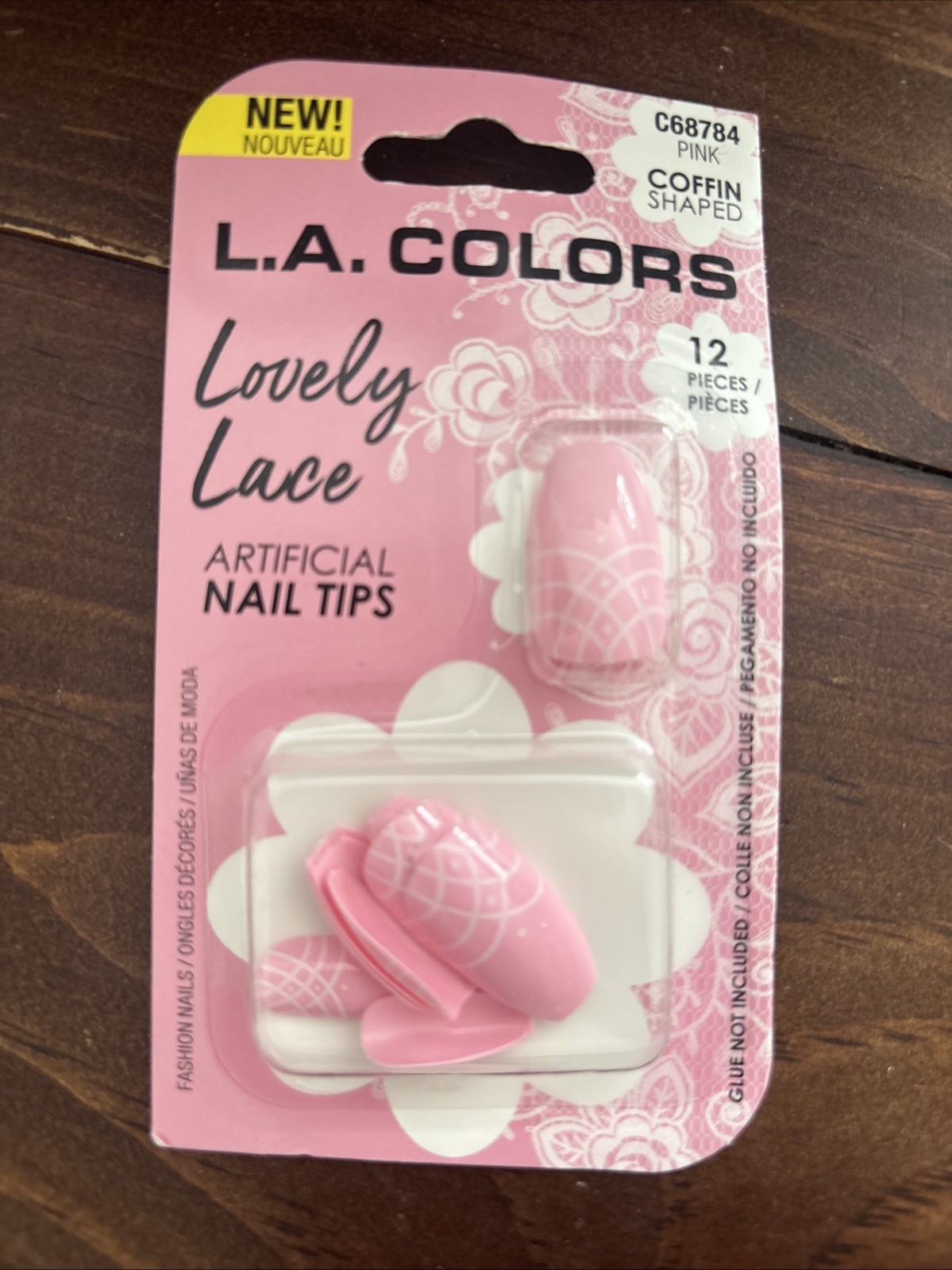 LA Colors Press On Nails Lovely Lace Coffin Shaped