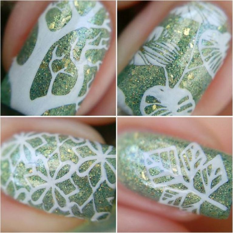 BPL 015 Forest Pattern Trees Theme Manicure Nail Art Stamp Template Image Plate