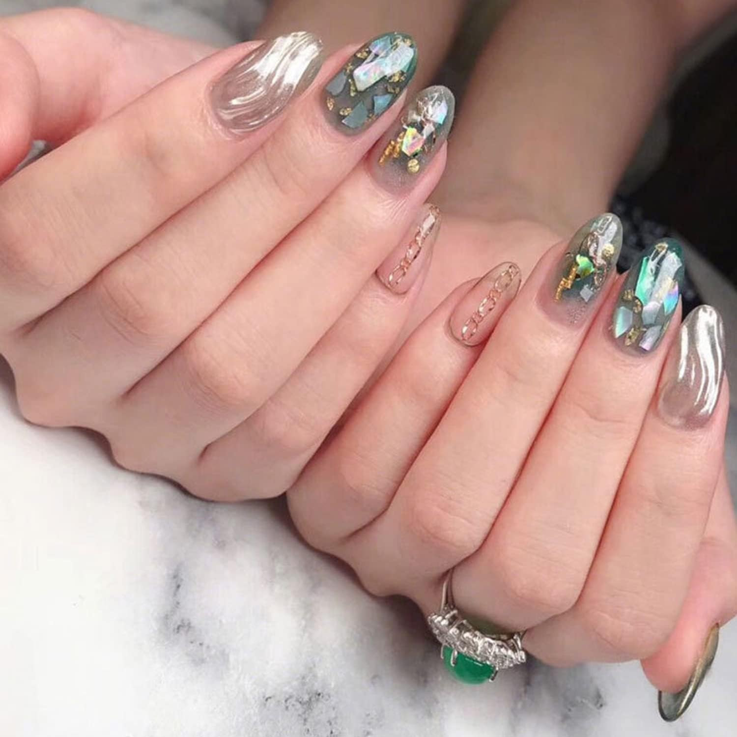 Abalone Seashell Nail Art Sequins, 3D Irregular Thin Nail Art Glitter Flakes Des